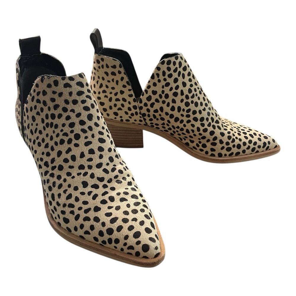 Dolce Vita Ankle Boots Women Sz 6 Tan Brown Sonni Leopard Calf Hair Booties
